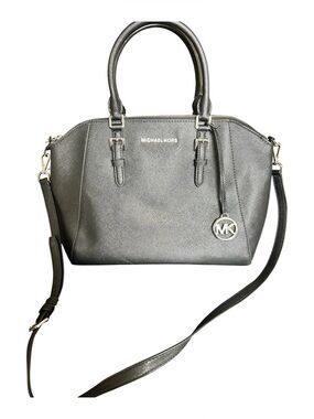 Michael Kors Black Saffiano Leather Satchel with MK Charm